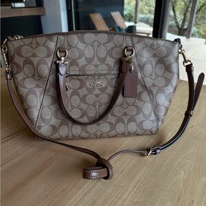 Coach Tan and Brown Signature Shoulder Bag